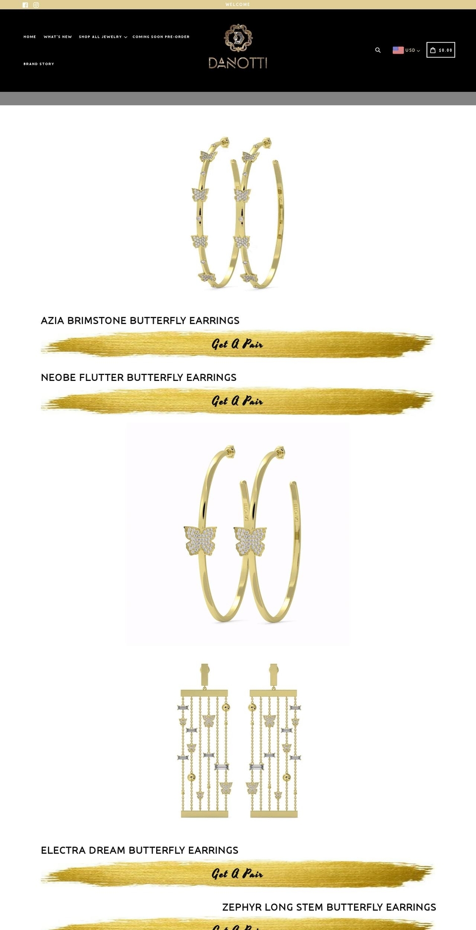 danottijewelry.com shopify website screenshot