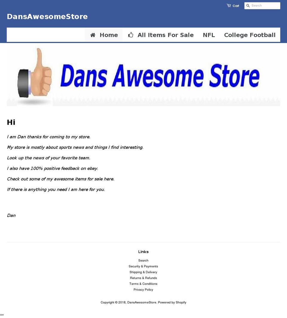dansawesomestore.com — Shopify storefront screenshot
