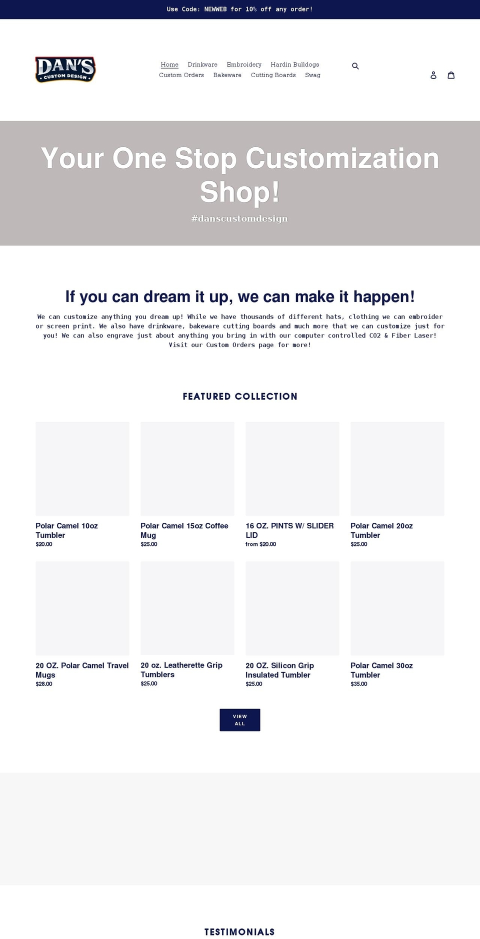 danscustomdesign.com shopify website screenshot