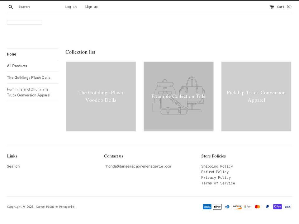 dansemacabremenagerie.com shopify website screenshot