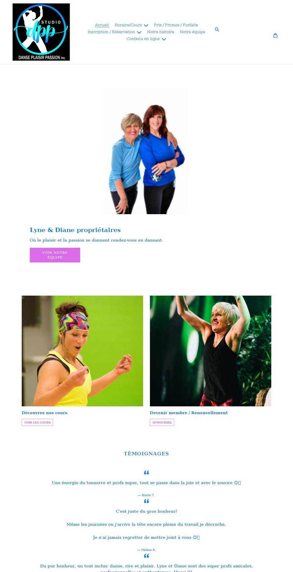 danseplaisirpassion.com shopify website screenshot
