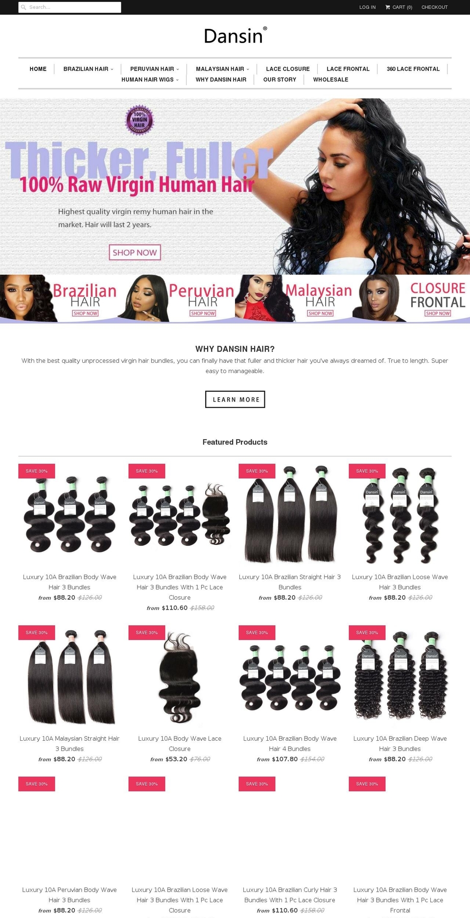 dansinhair.com shopify website screenshot