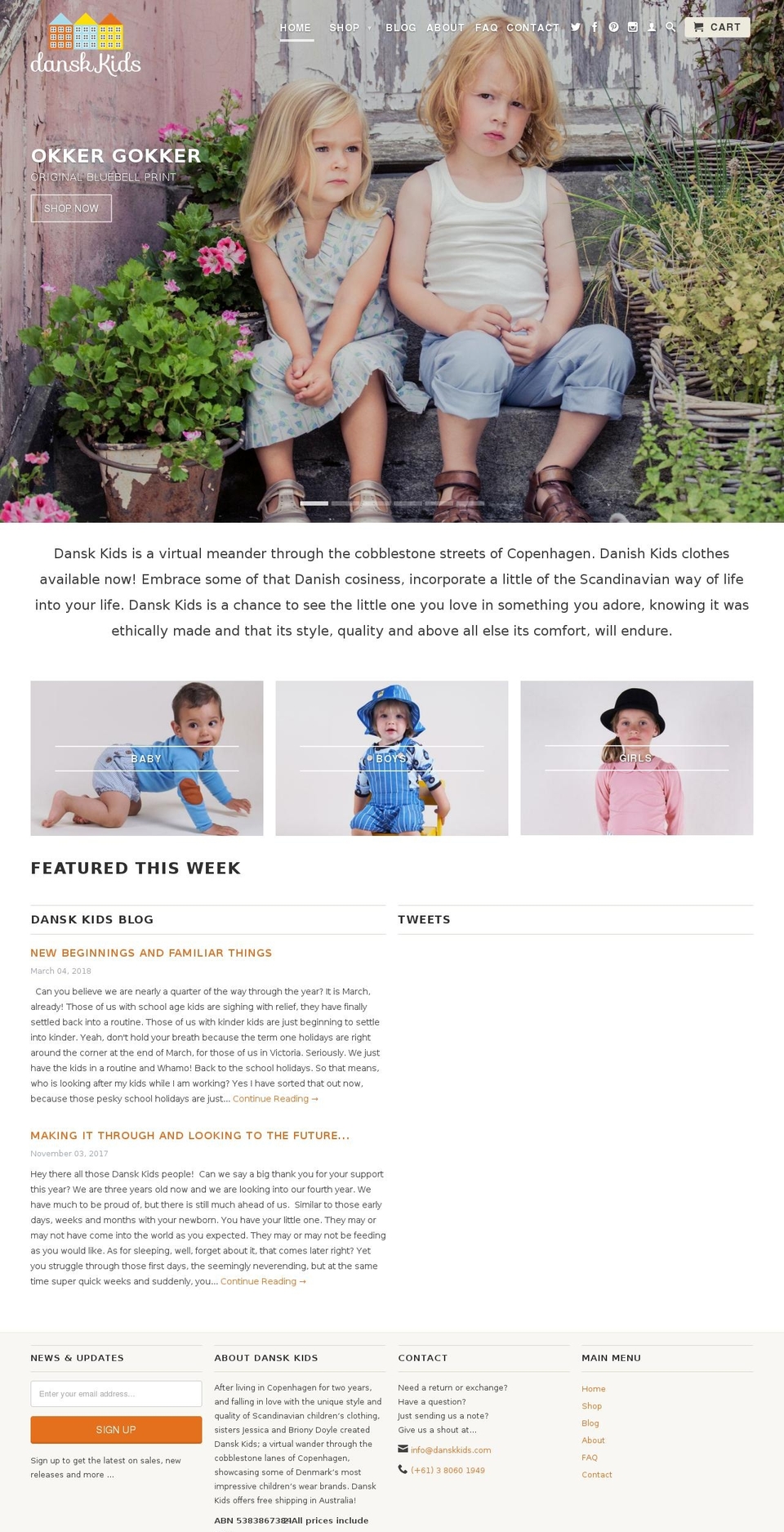 danskkids.com shopify website screenshot