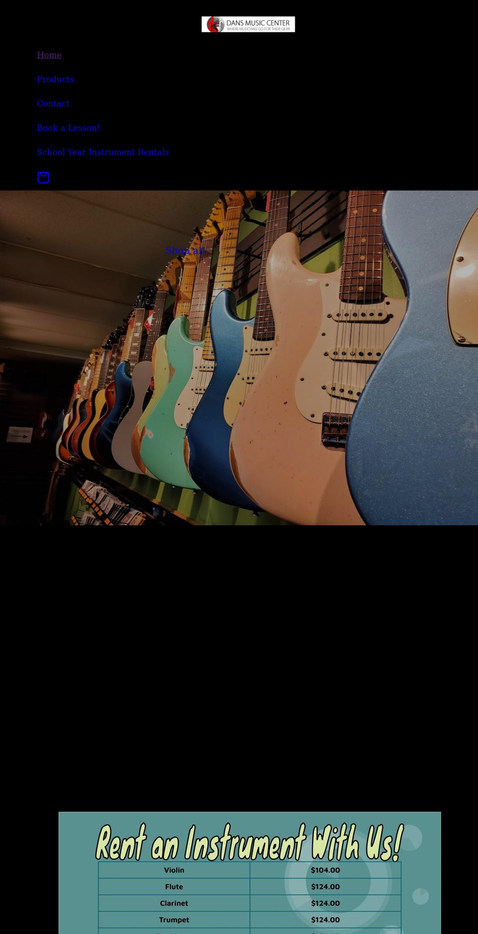 dansmusiccenter.com shopify website screenshot