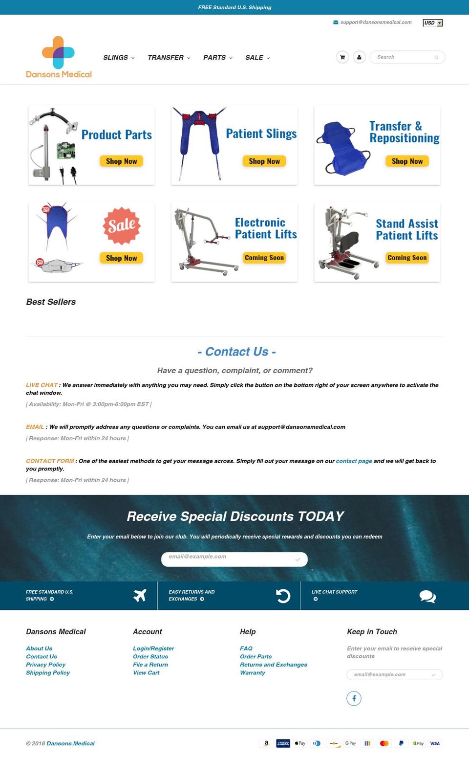 dansonsmedical.com shopify website screenshot