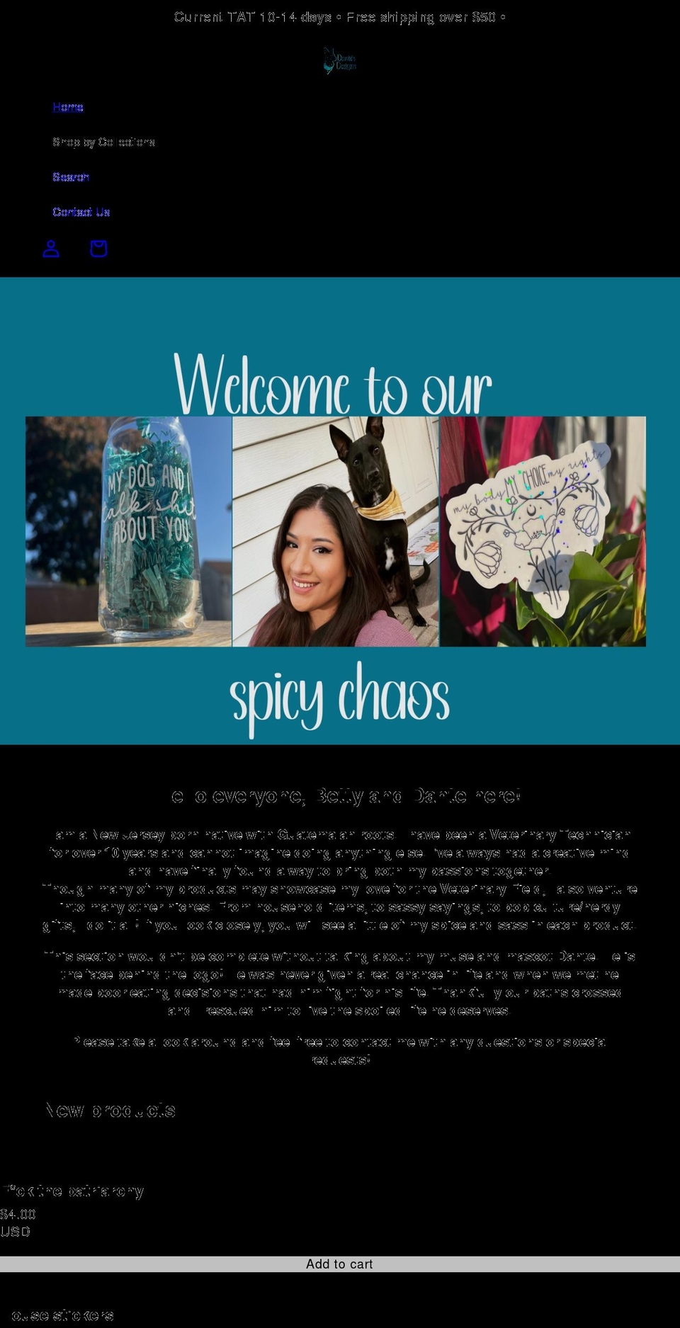 dantesdesignsbh.com shopify website screenshot