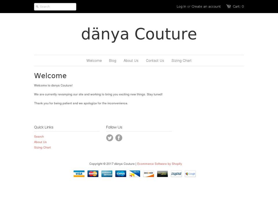 danyacouture.com shopify website screenshot
