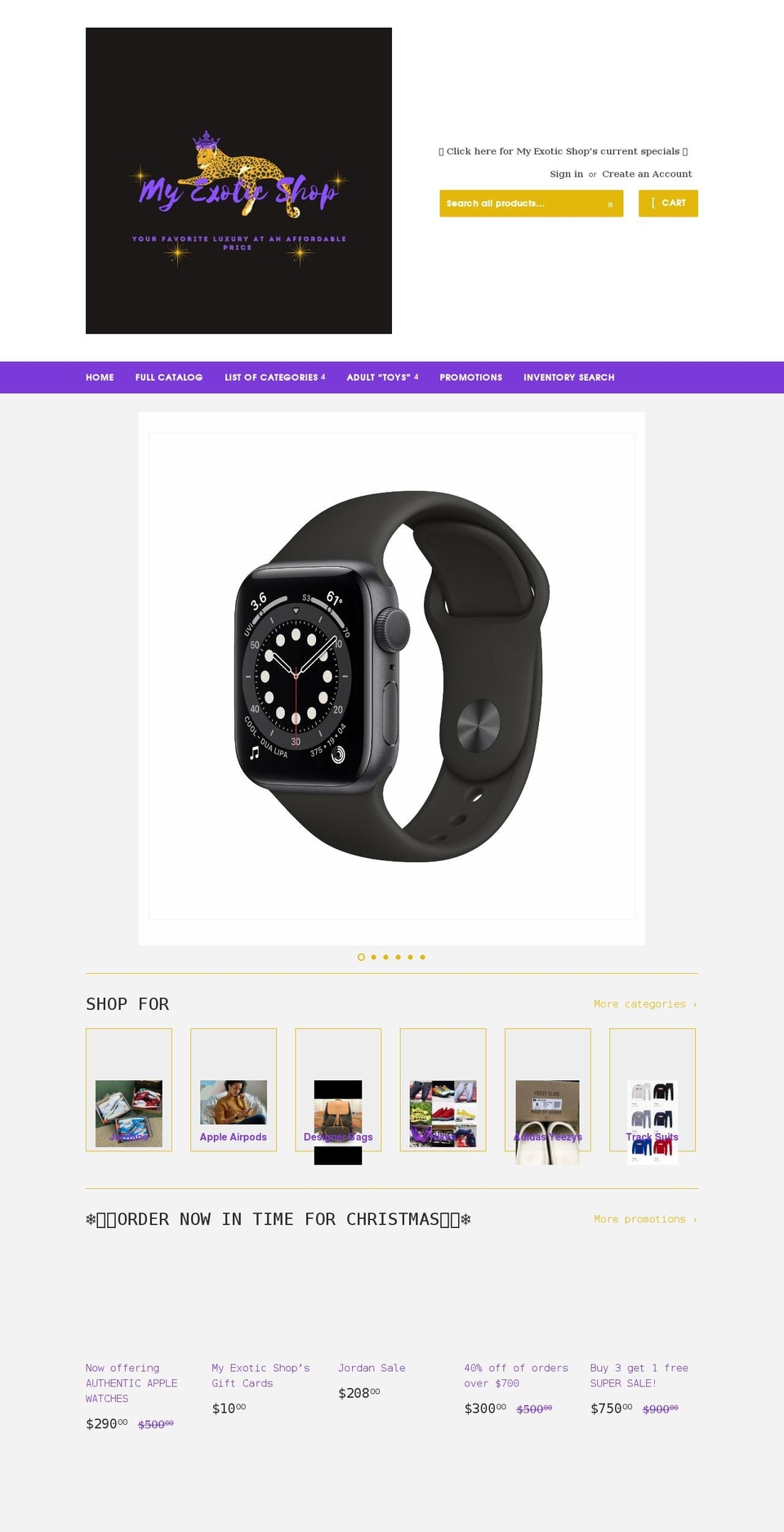 danyelsexoticshop.com shopify website screenshot