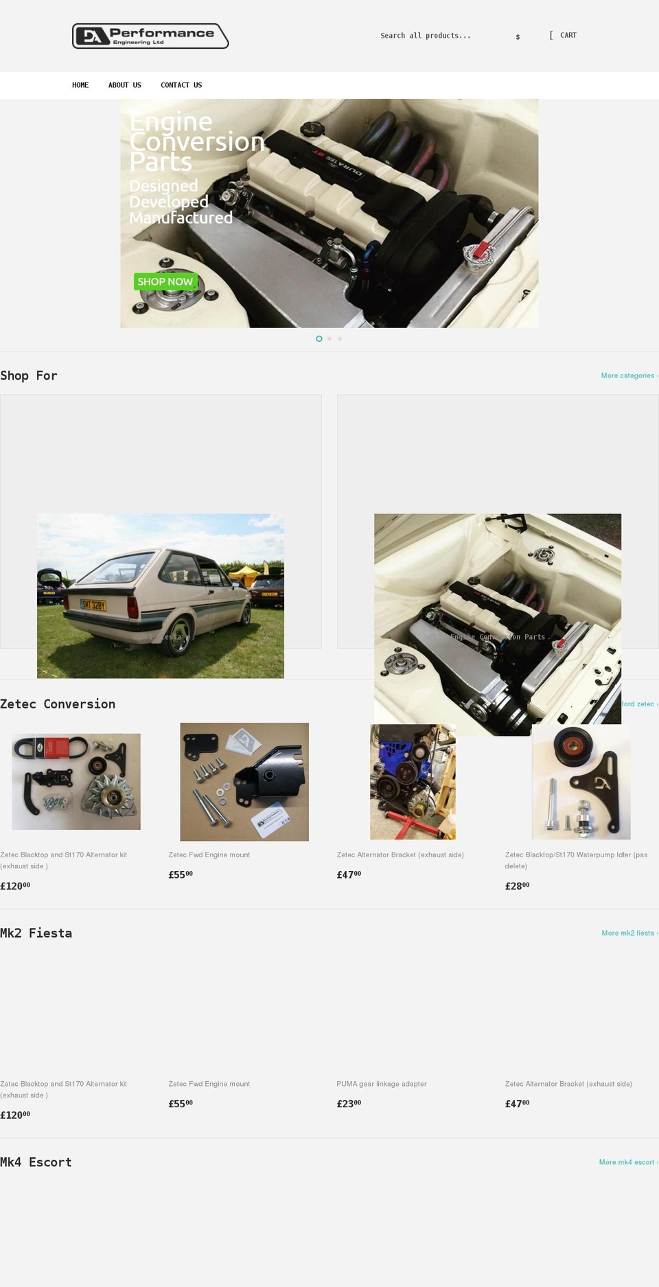 daperformanceengineering.co.uk shopify website screenshot