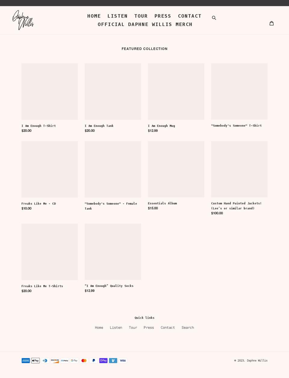 daphne-willis.myshopify.com shopify website screenshot