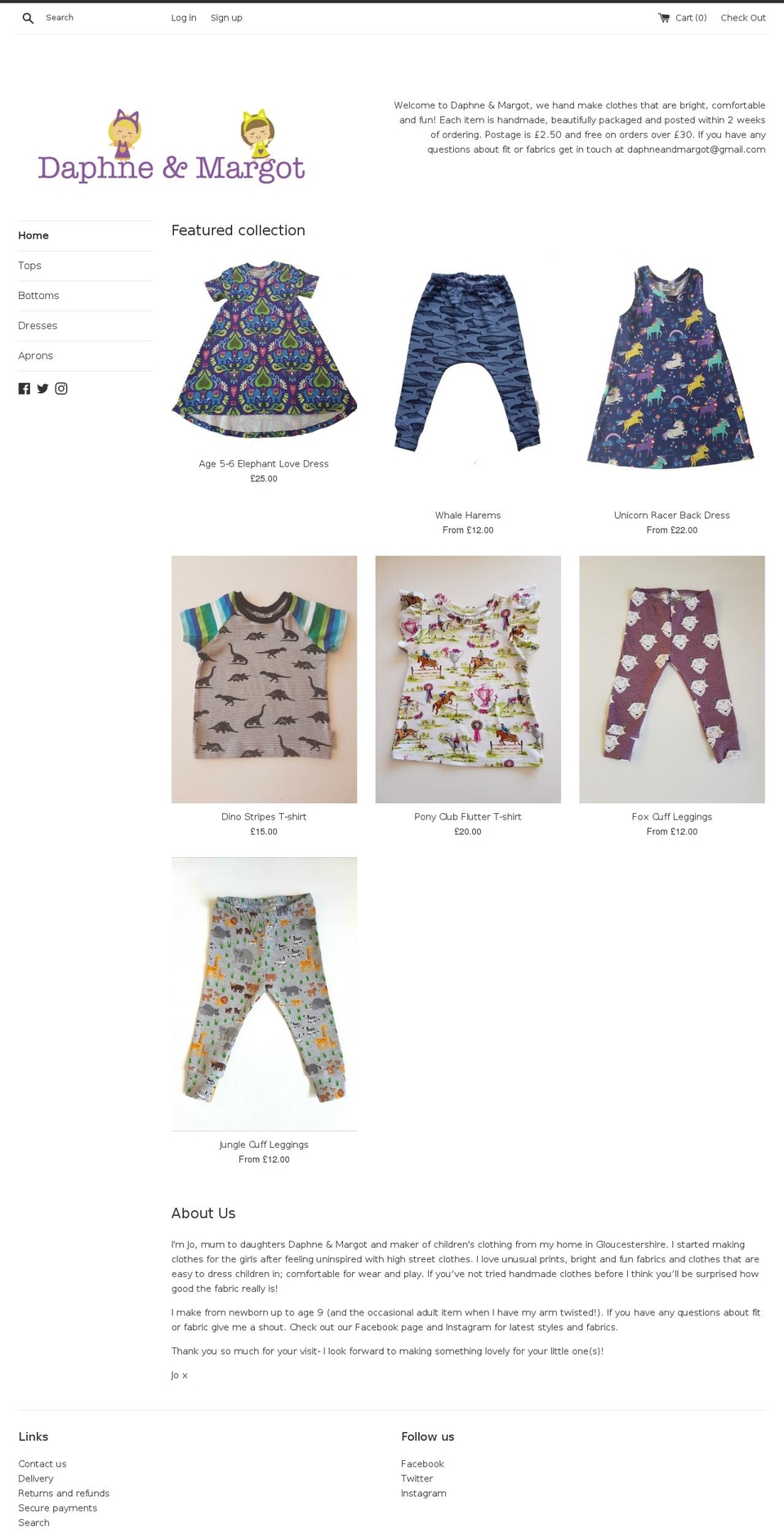 daphneandmargot.com — Shopify storefront screenshot