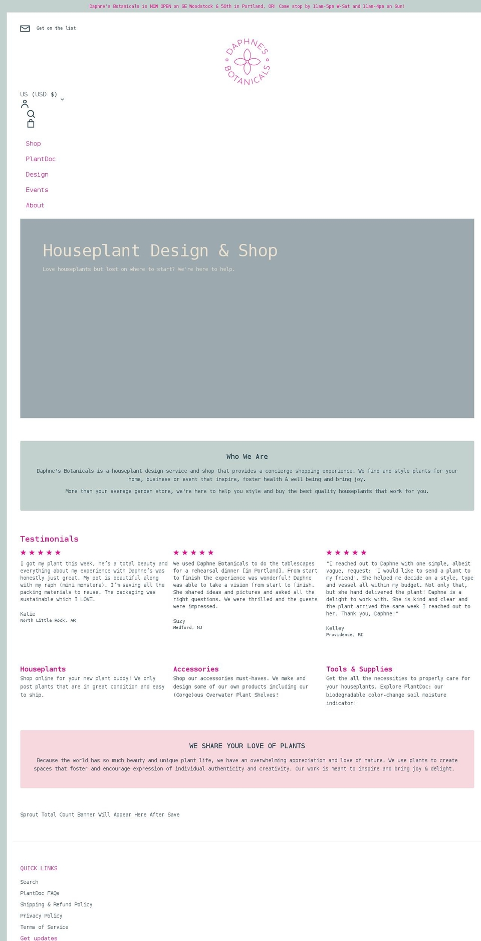 daphnesbotanicals.com shopify website screenshot