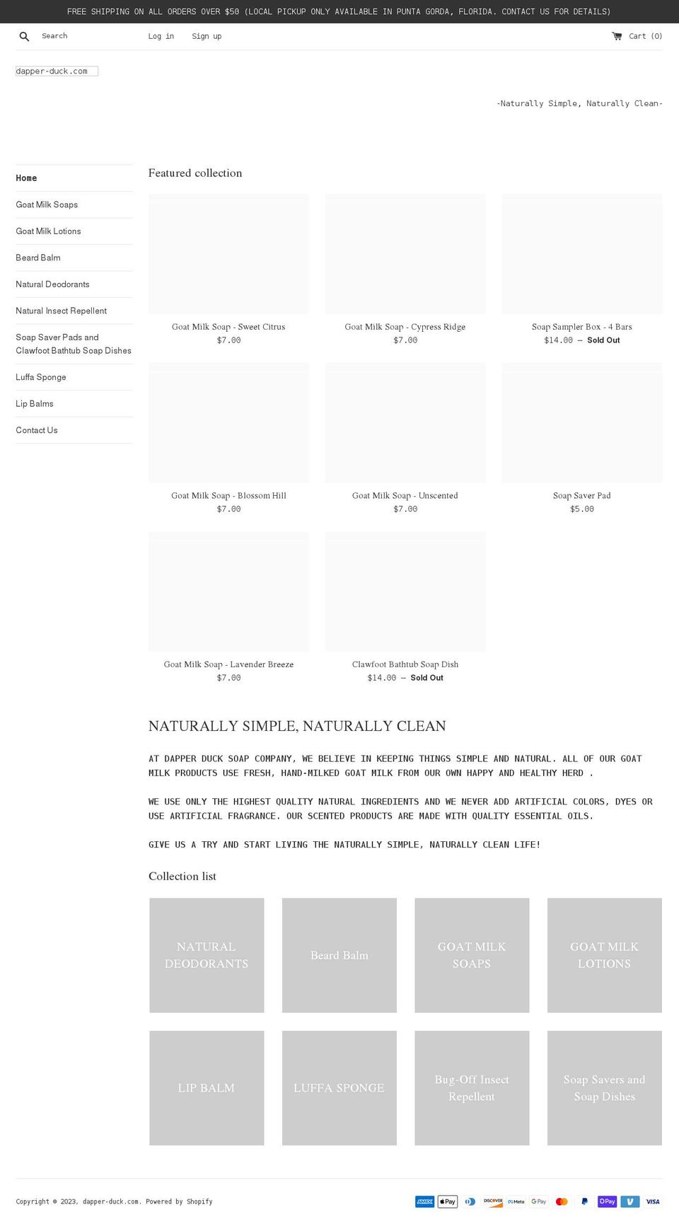 dapper-duck.com shopify website screenshot