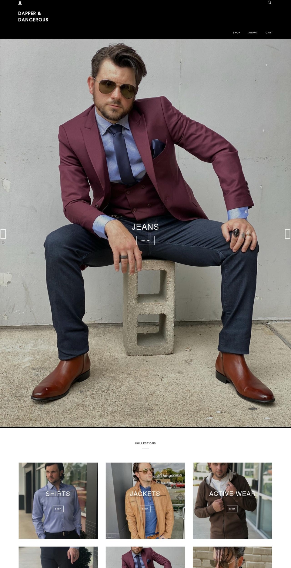 dapperanddangerous.com shopify website screenshot