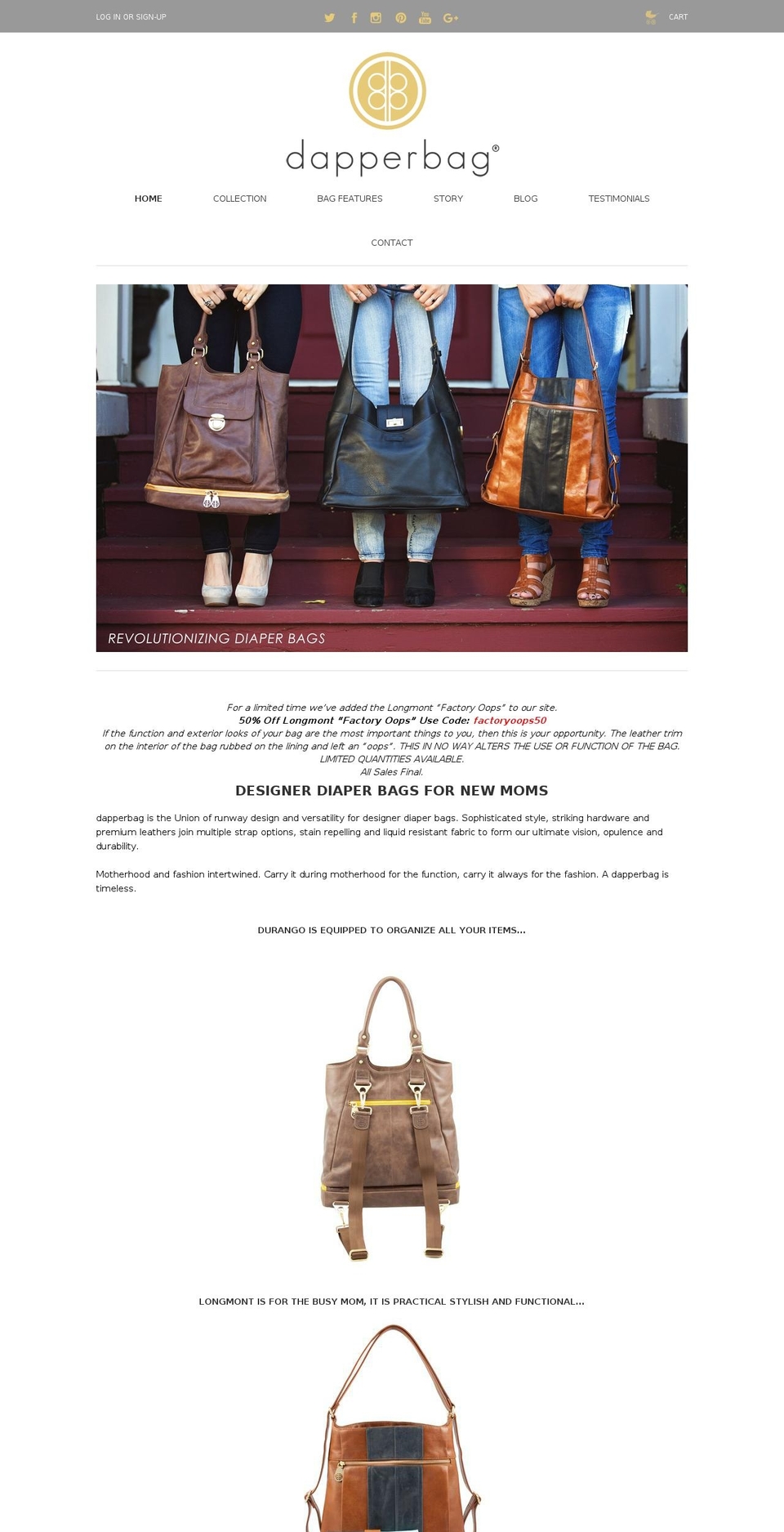dapperbag.com shopify website screenshot