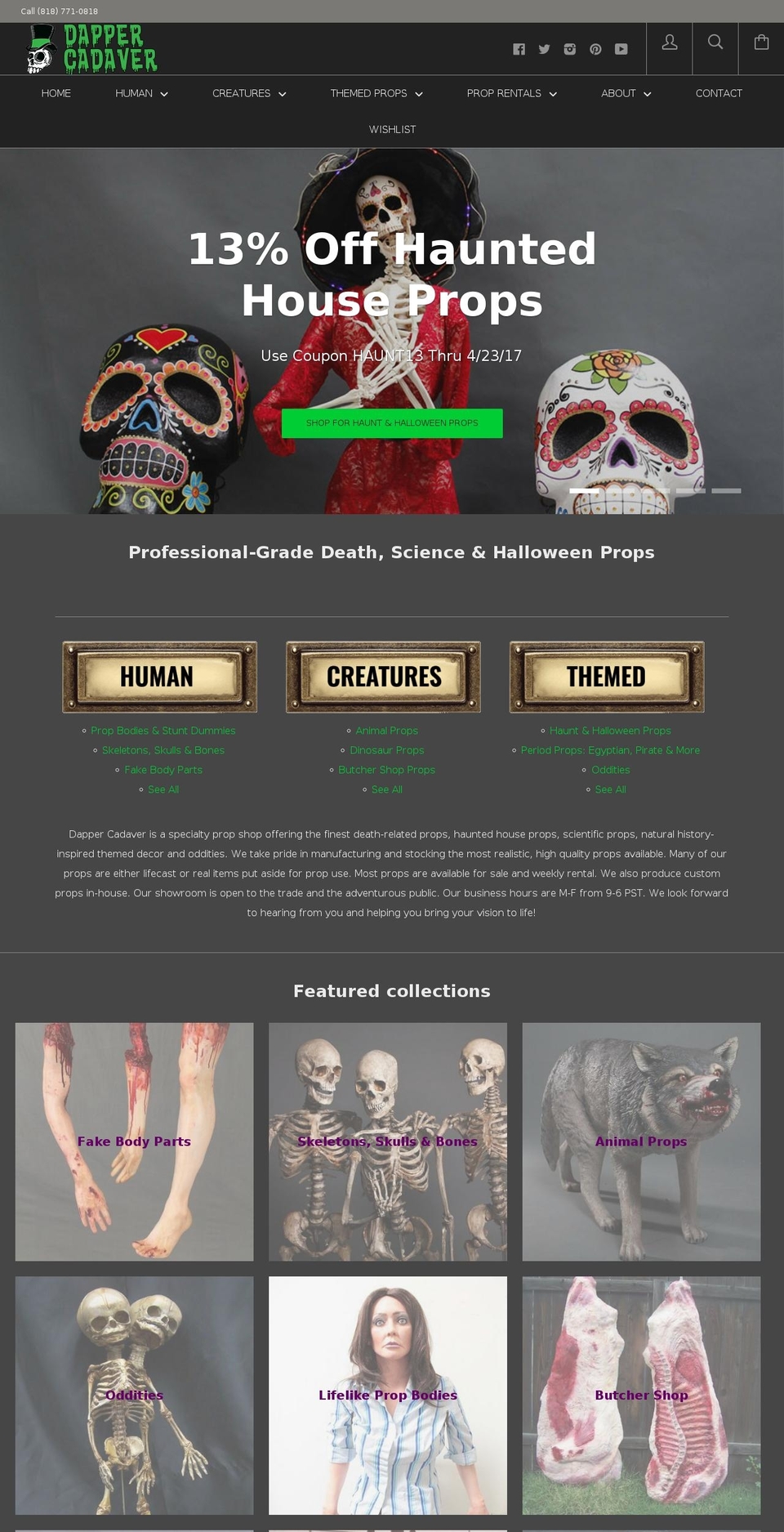 dappercadaver.com shopify website screenshot