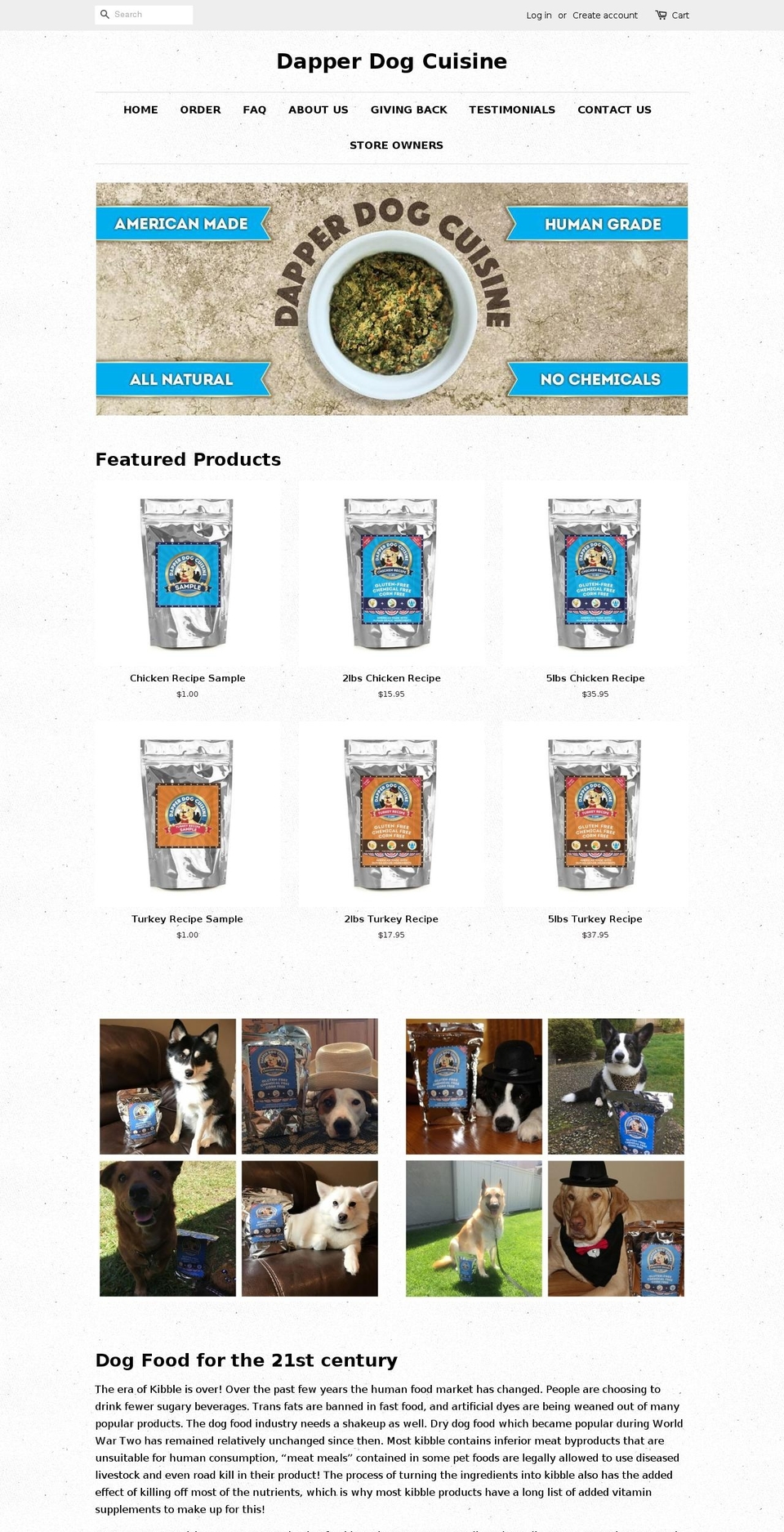 dapperdogcuisine.com shopify website screenshot