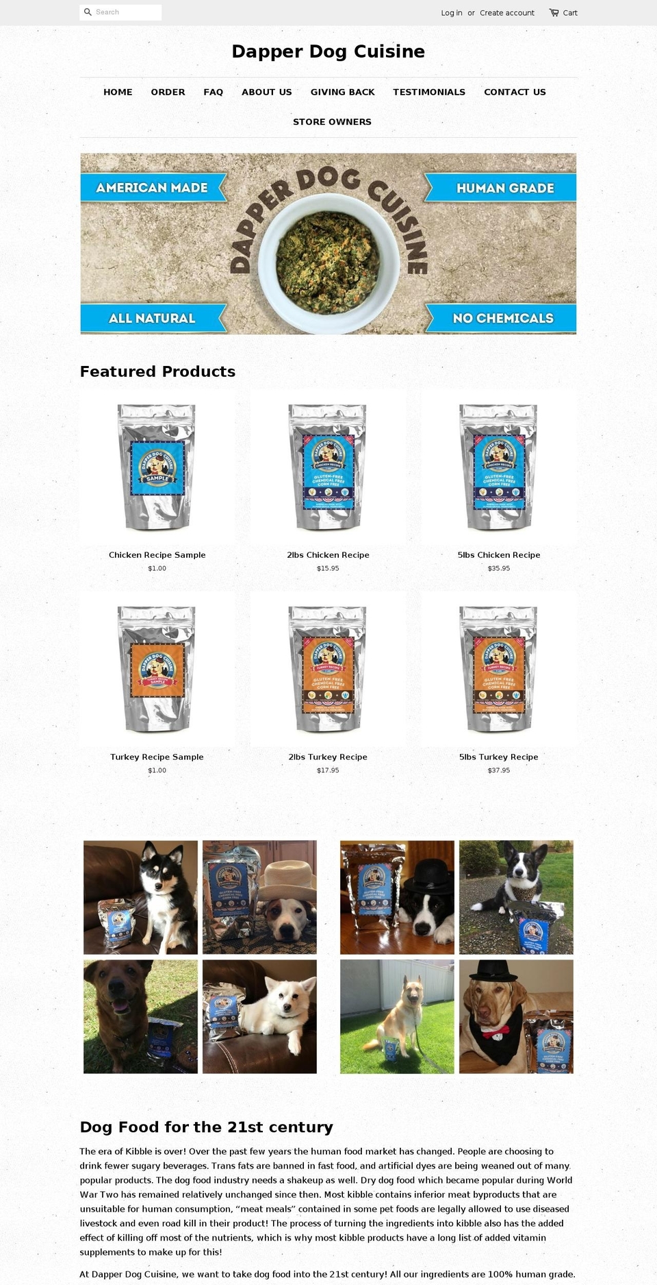 dapperdogfood.com — Shopify storefront screenshot