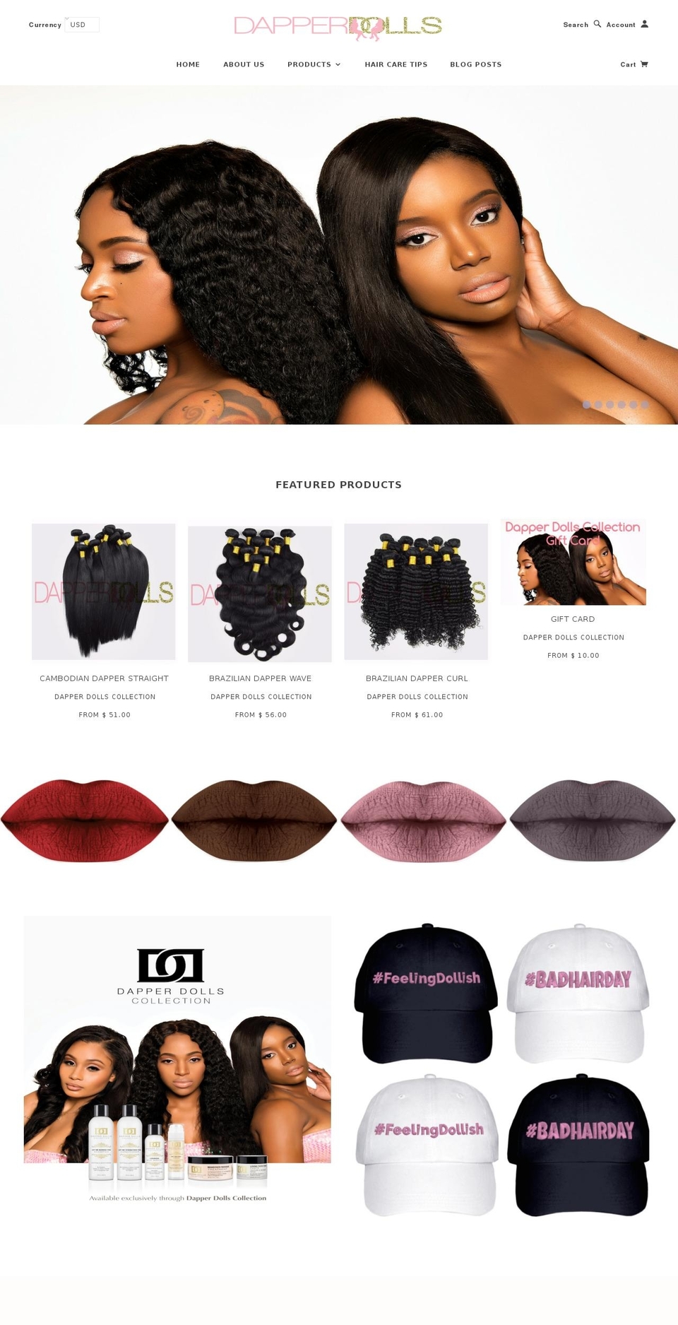 dapperdollscollection.com shopify website screenshot
