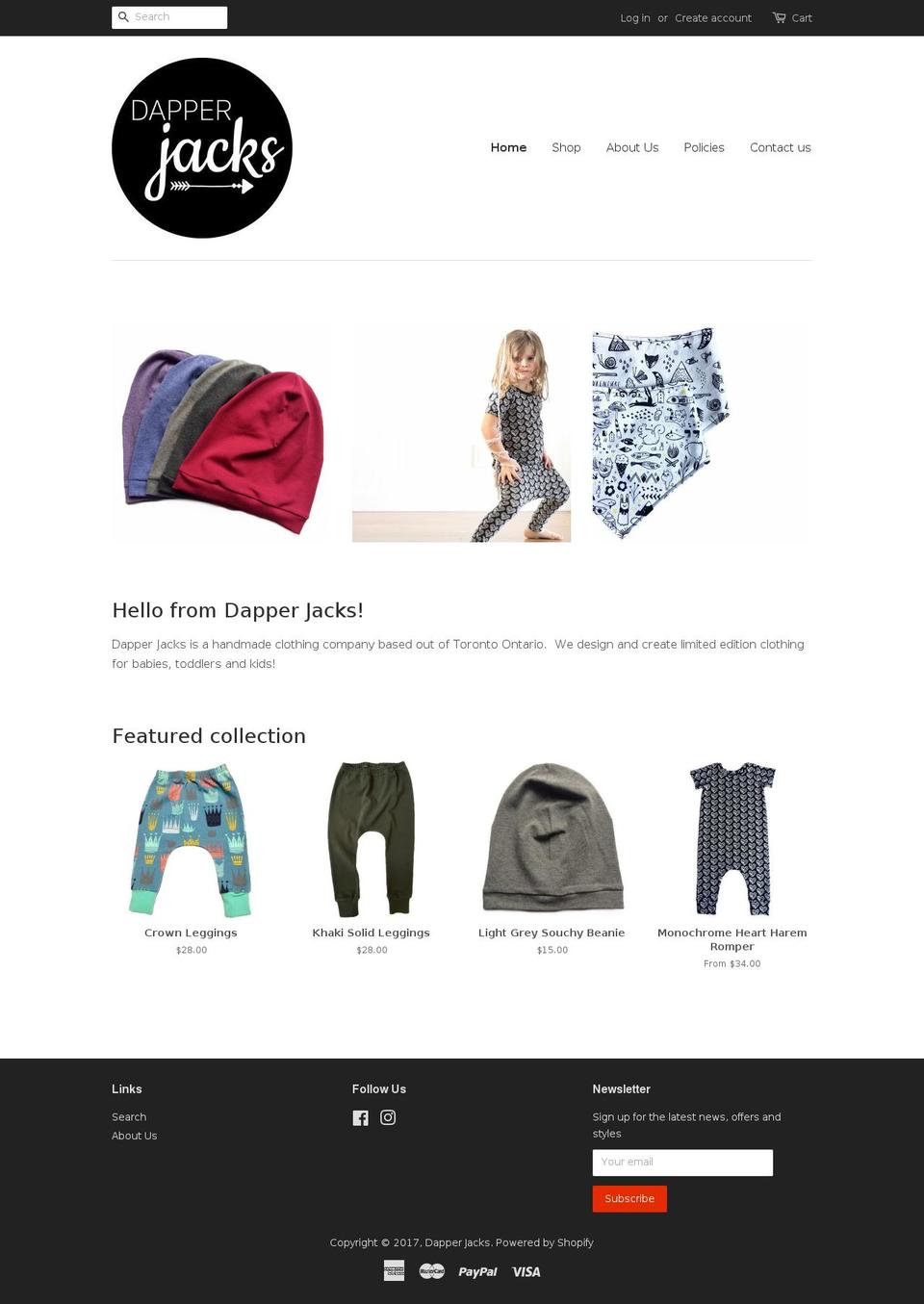 dapperjacksbaby.com shopify website screenshot