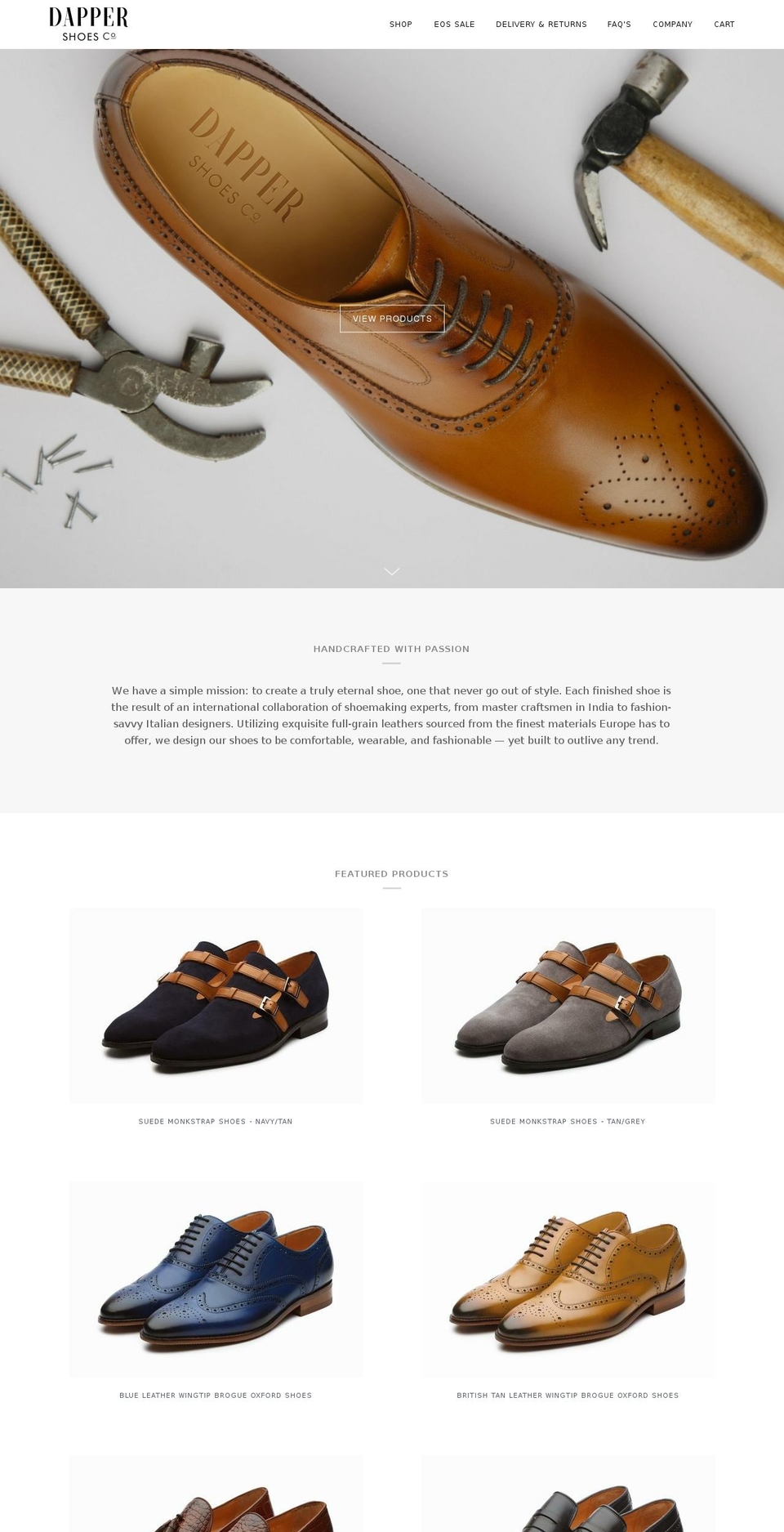 dappershoes.in shopify website screenshot