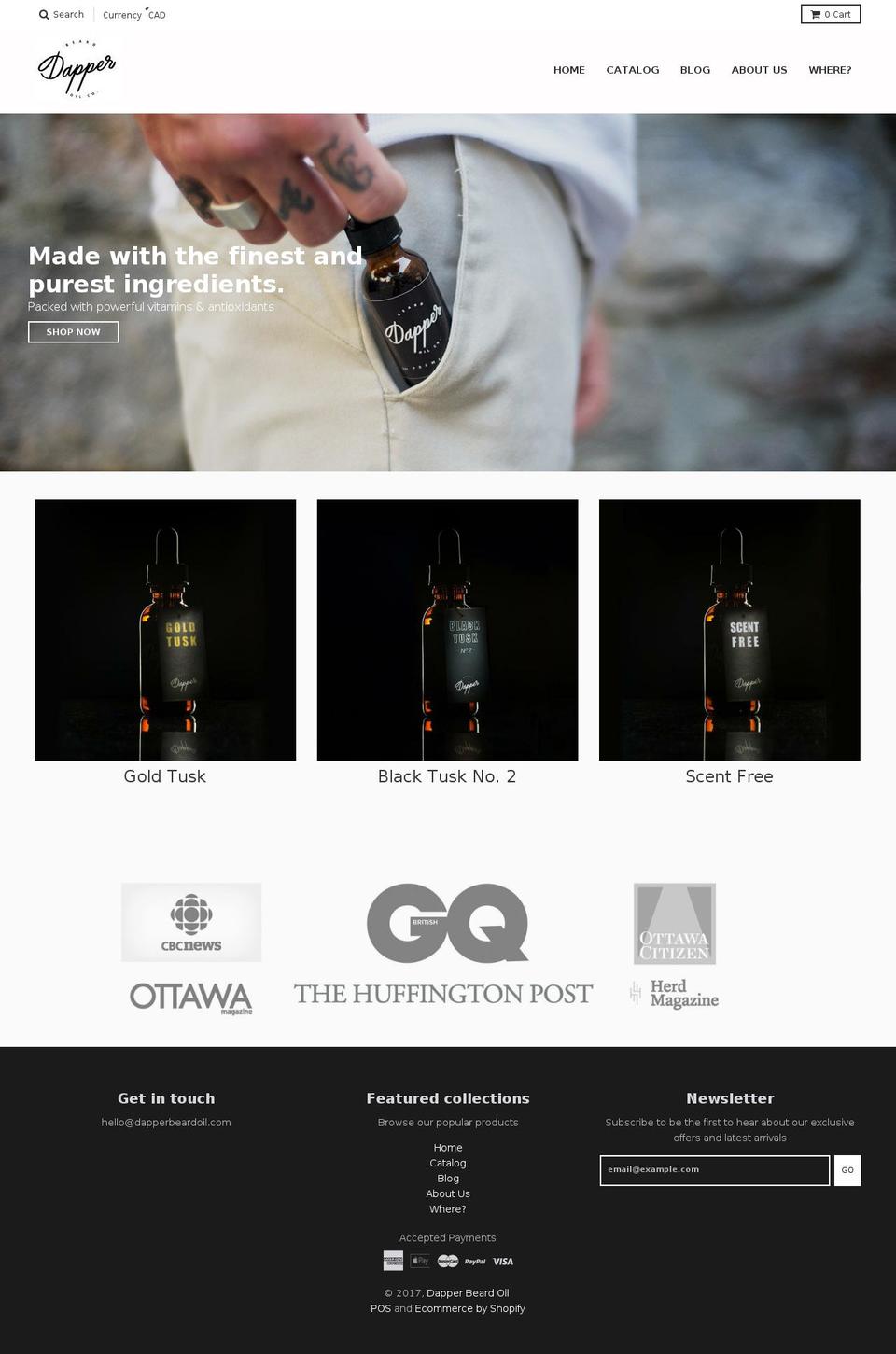 dappertildeath.com shopify website screenshot