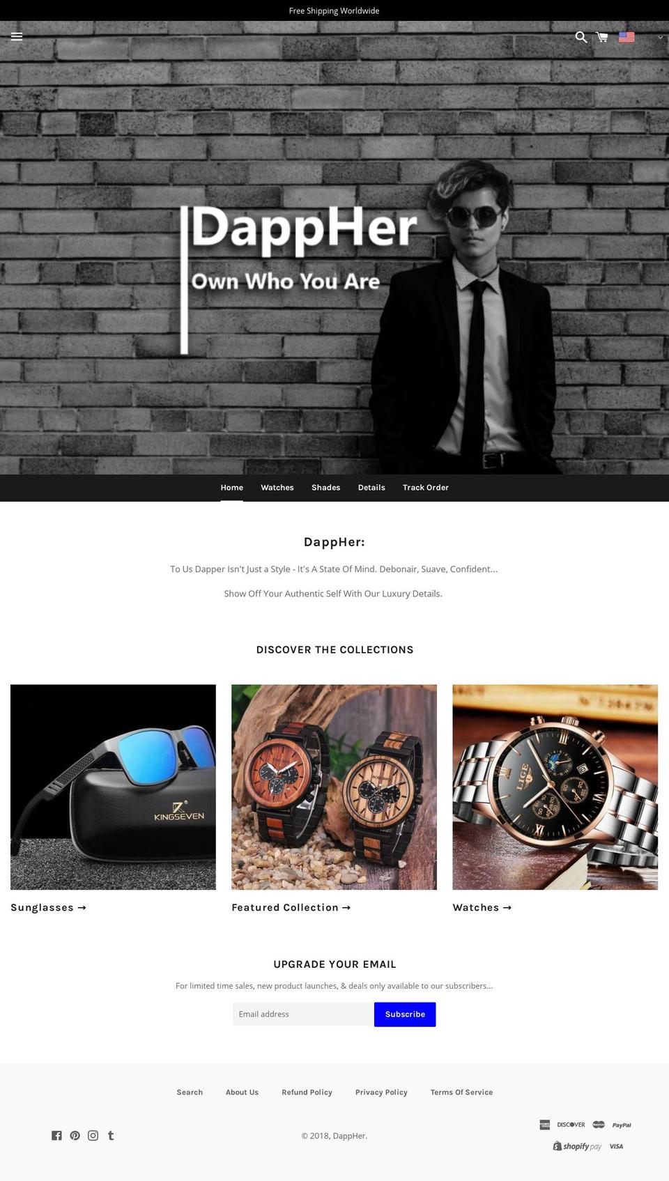 dappher.com shopify website screenshot