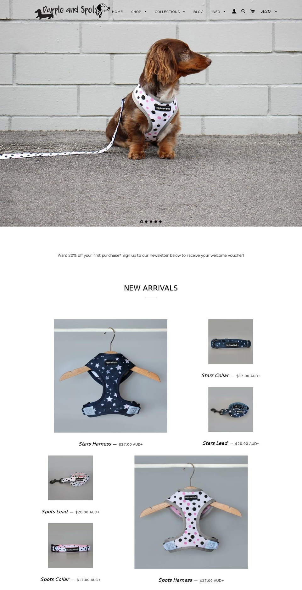 dappleandspots.com — Shopify storefront screenshot