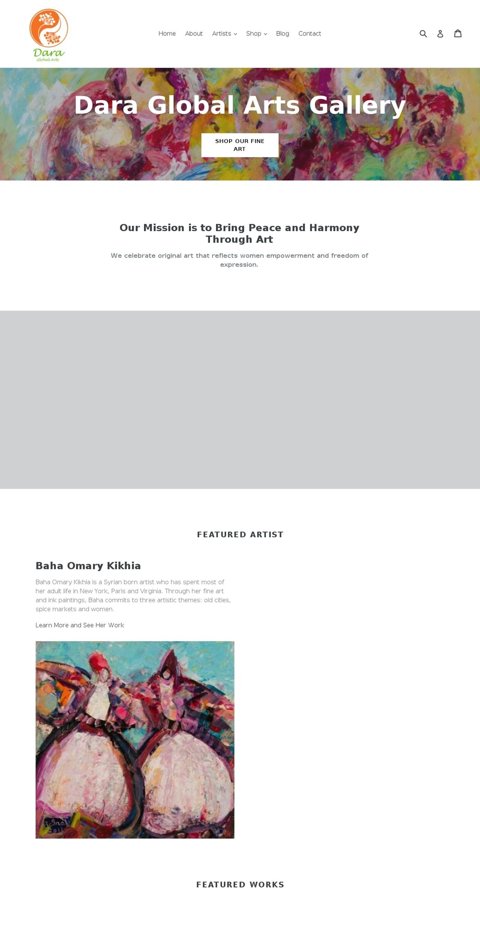 daraglobalarts.com shopify website screenshot