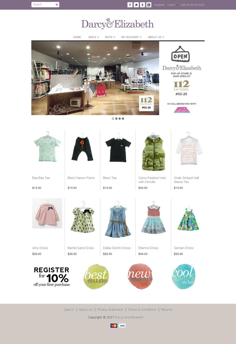 darcyandelizabeth.com shopify website screenshot