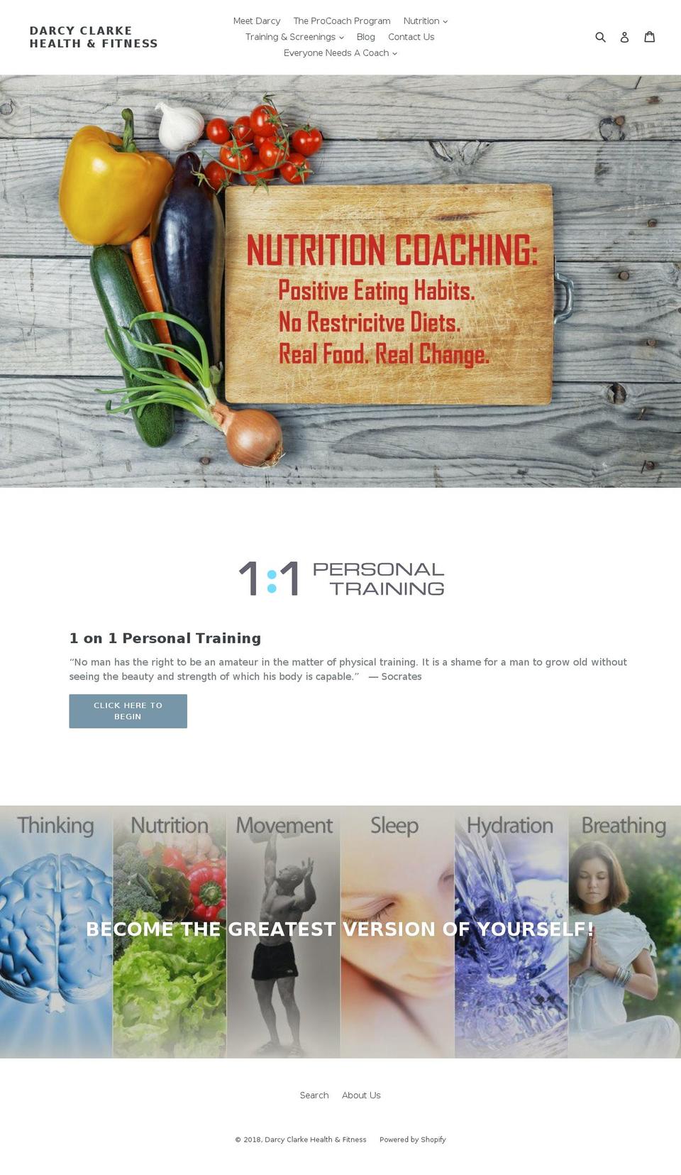 darcyclarkehealthandfitness.com — Shopify storefront screenshot