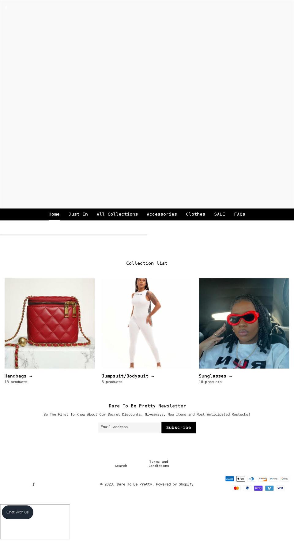 daretobepretty.com shopify website screenshot