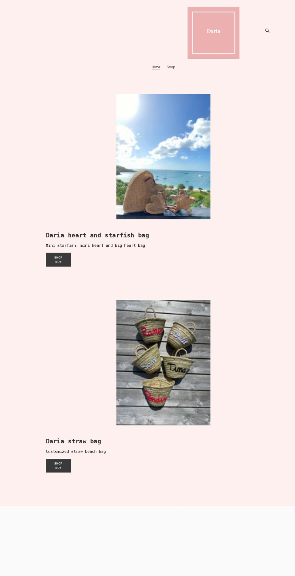 dariabags.com shopify website screenshot