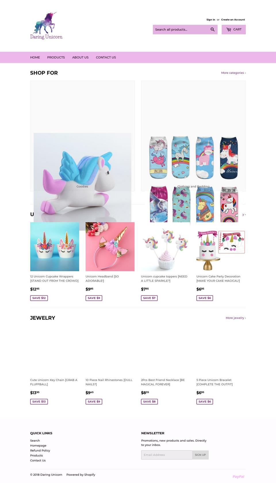 daringunicorn.com — Shopify storefront screenshot