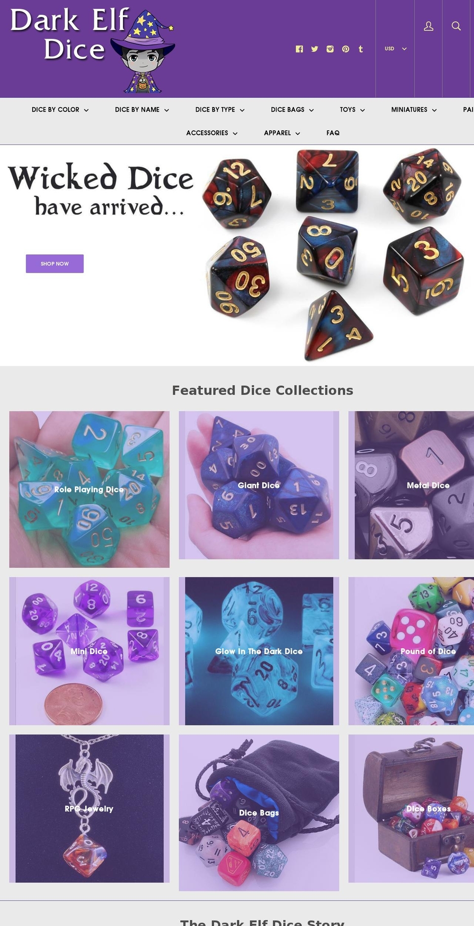 dark-elf-dice.myshopify.com shopify website screenshot
