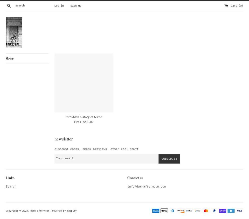 darkafternoon.com shopify website screenshot