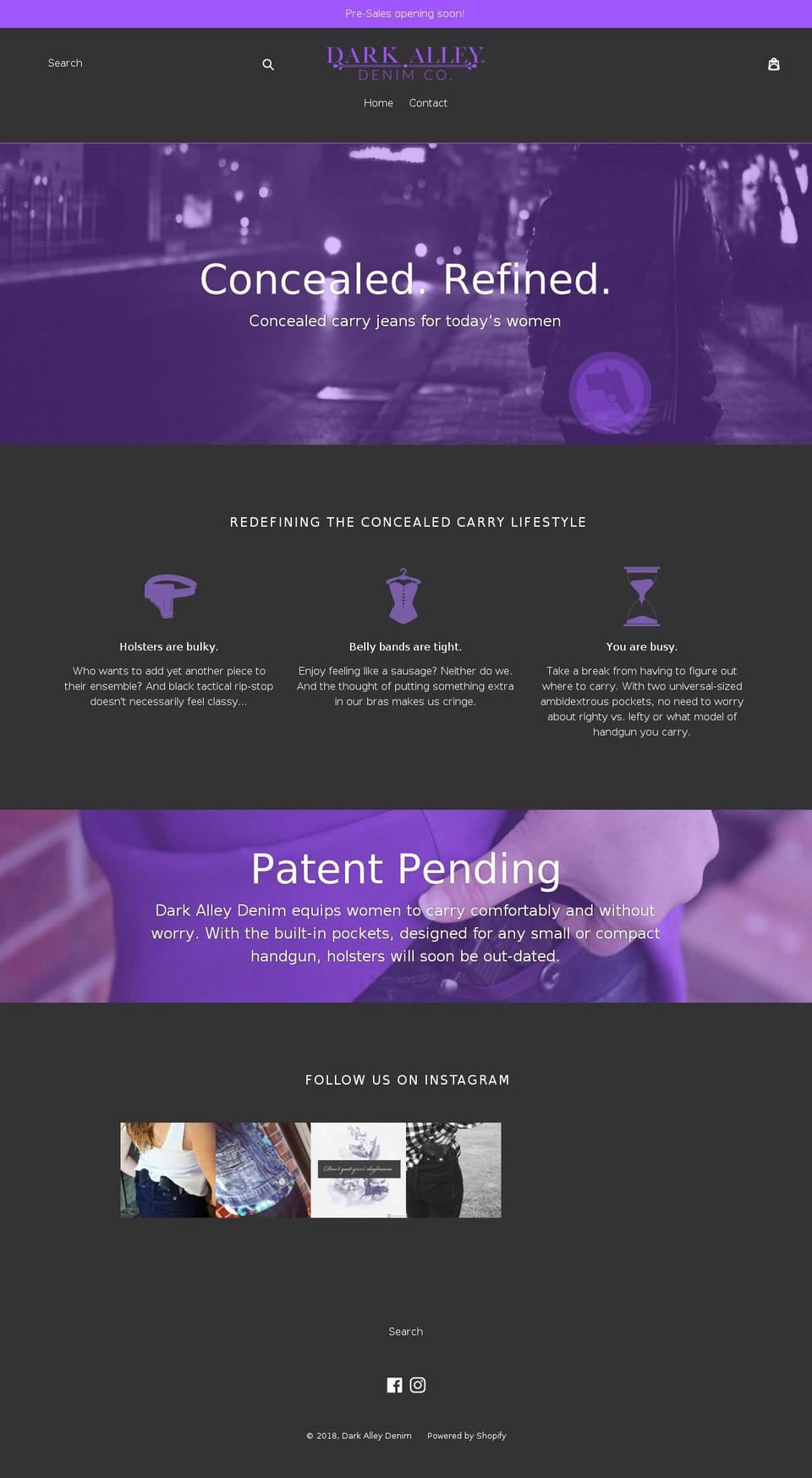 darkalleydenim.com shopify website screenshot