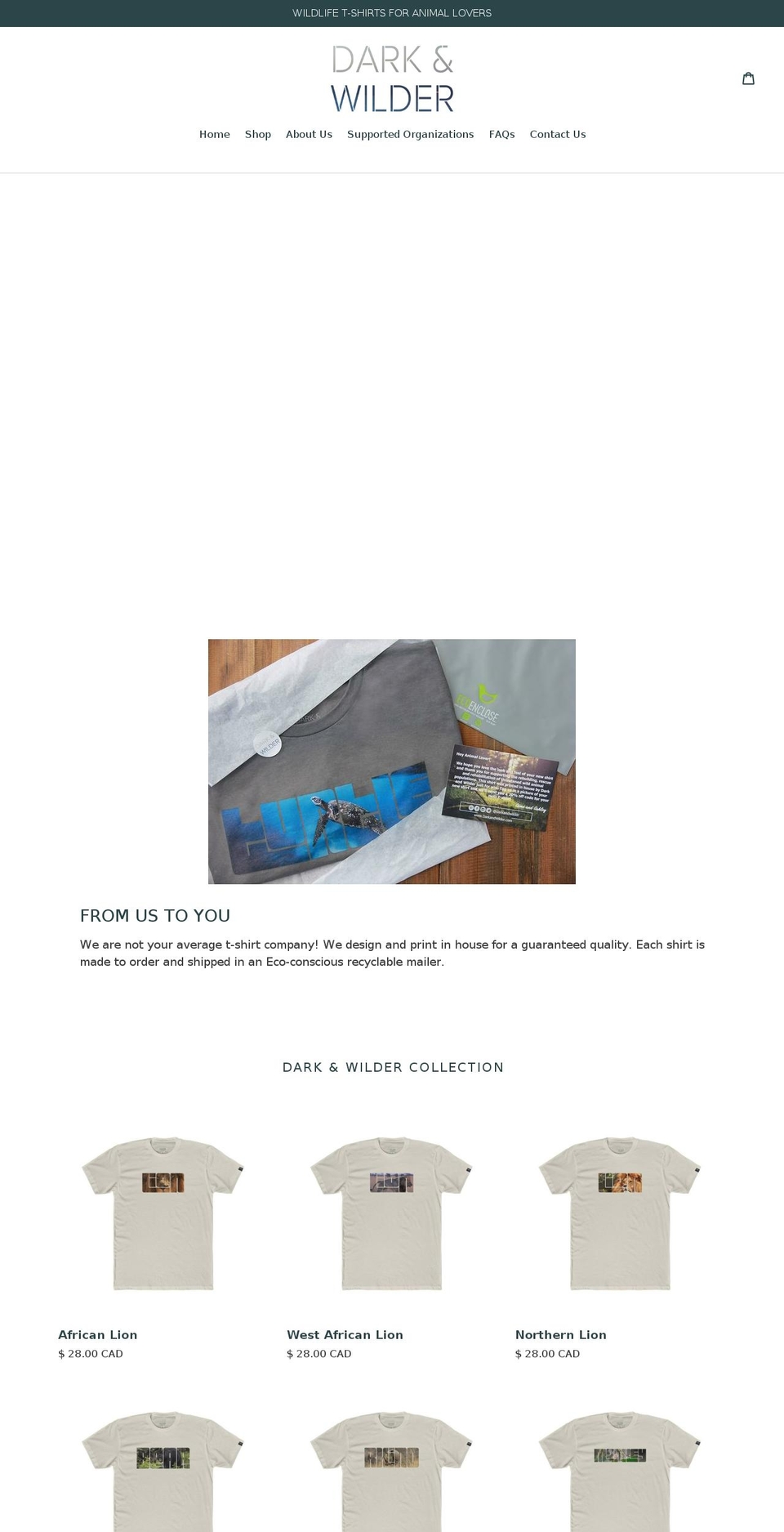 darkandwilder.com — Shopify storefront screenshot