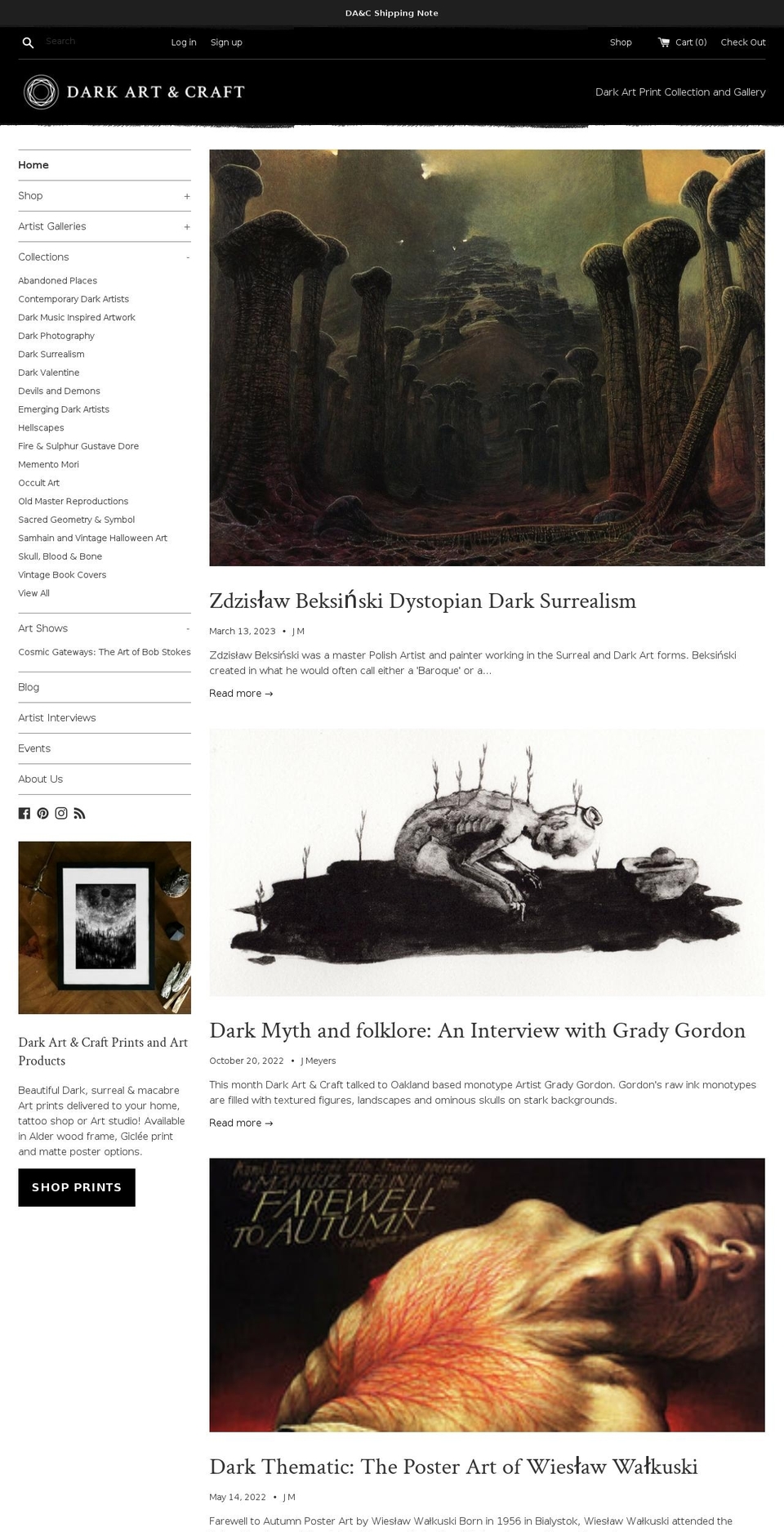 darkartandcraft.com shopify website screenshot