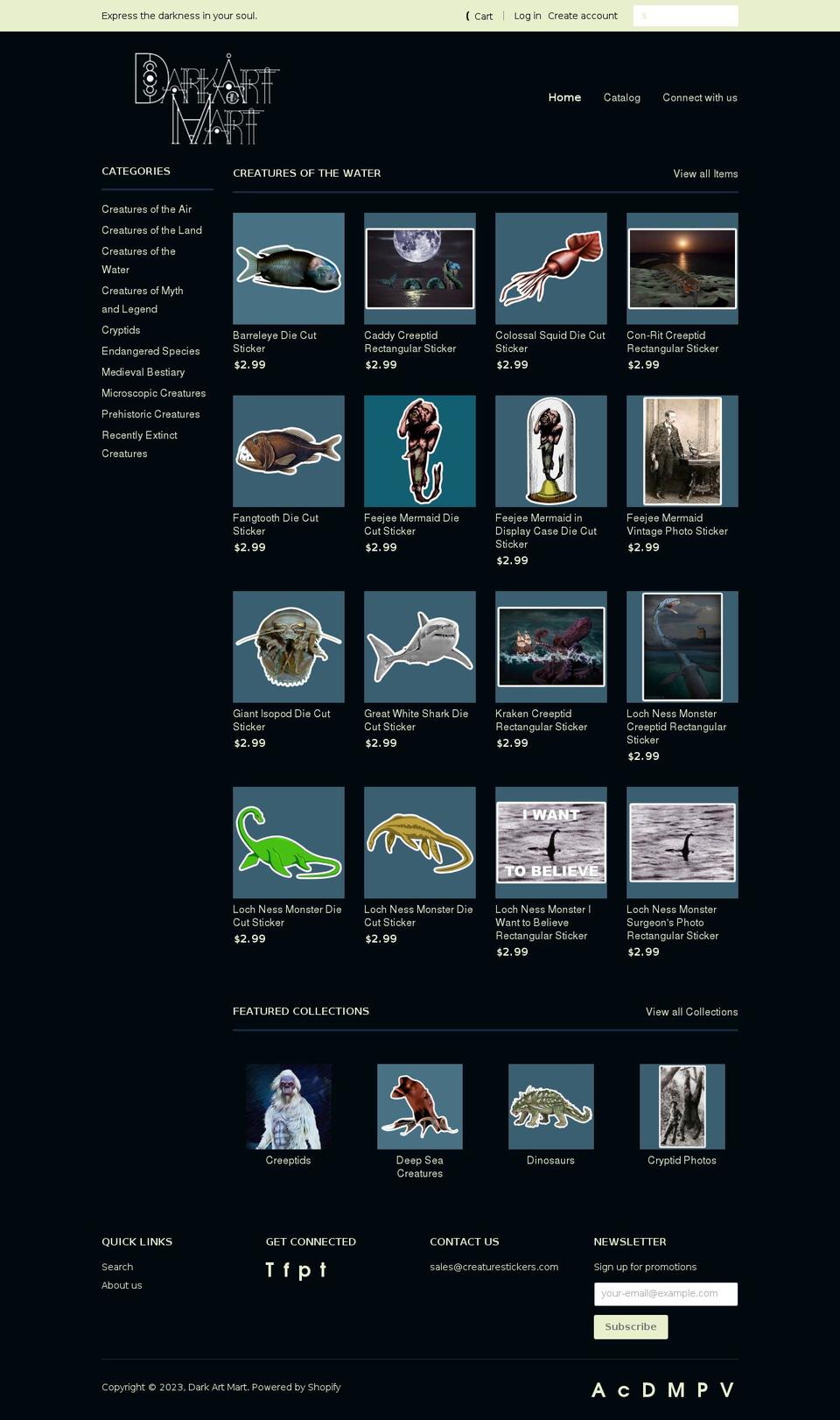 darkartmart.com shopify website screenshot