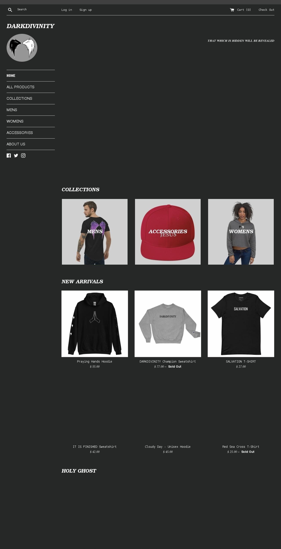 darkdivinity.com shopify website screenshot
