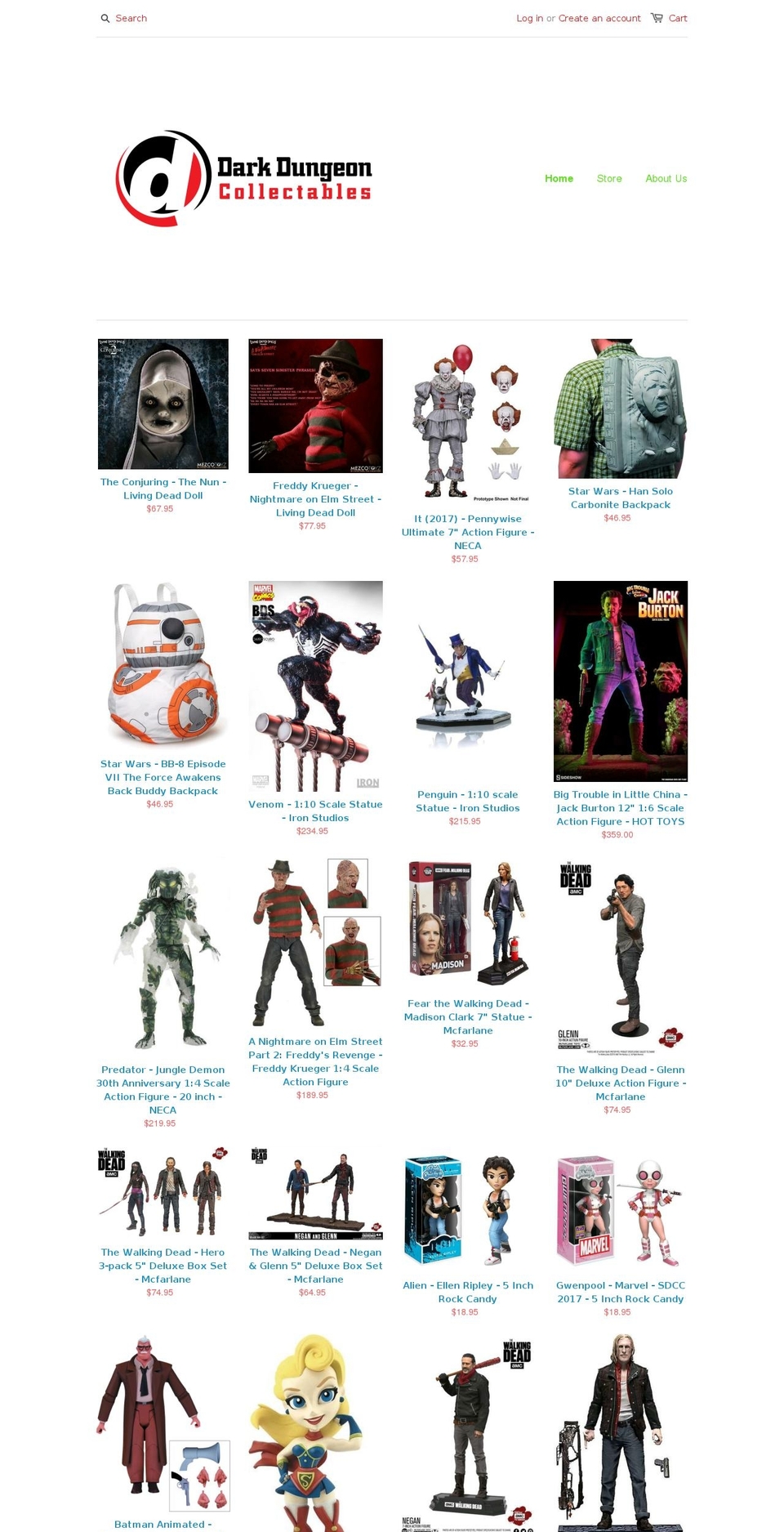 darkdungeoncollectables.com — Shopify storefront screenshot