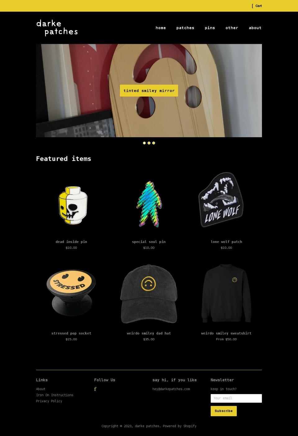 darkepatches.com shopify website screenshot