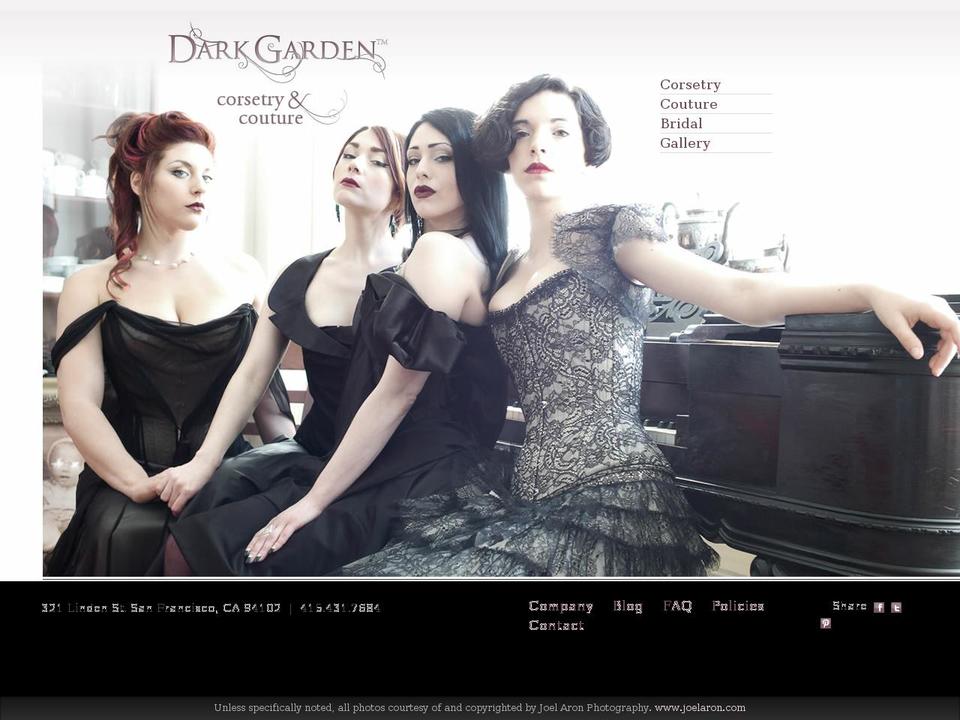 darkgarden.com shopify website screenshot