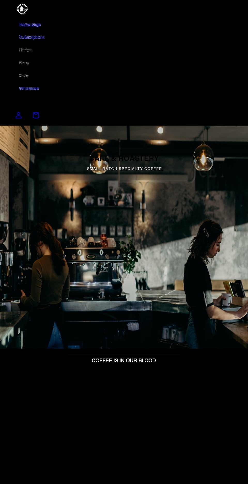 darkheartcoffeebar.com shopify website screenshot