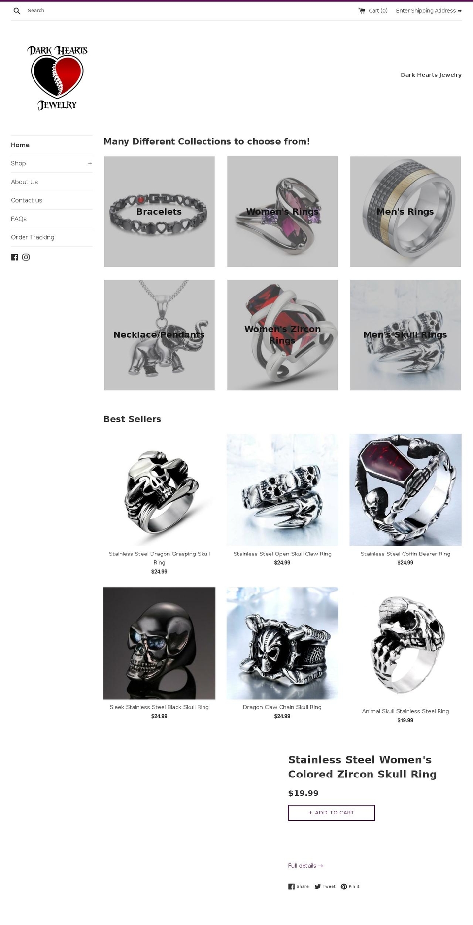 darkheartsjewelry.com — Shopify storefront screenshot