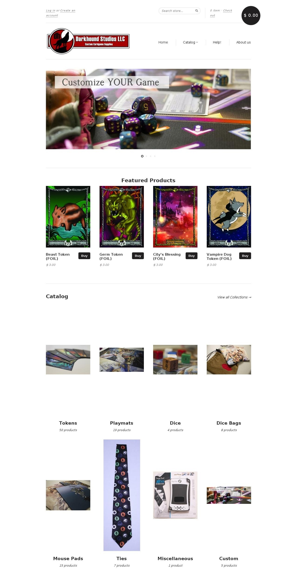 darkhoundstudios.com — Shopify storefront screenshot