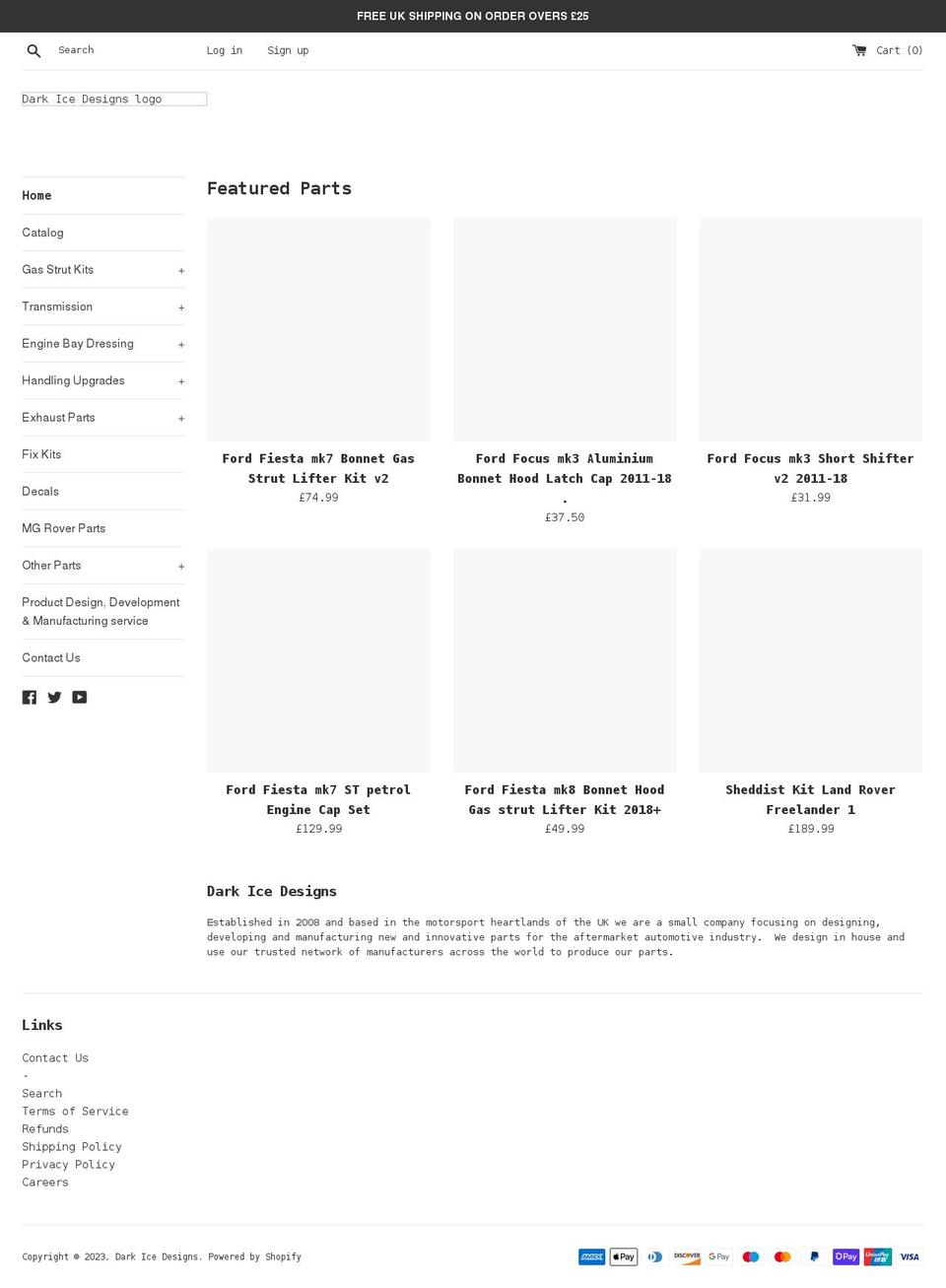 darkicedesigns.com shopify website screenshot