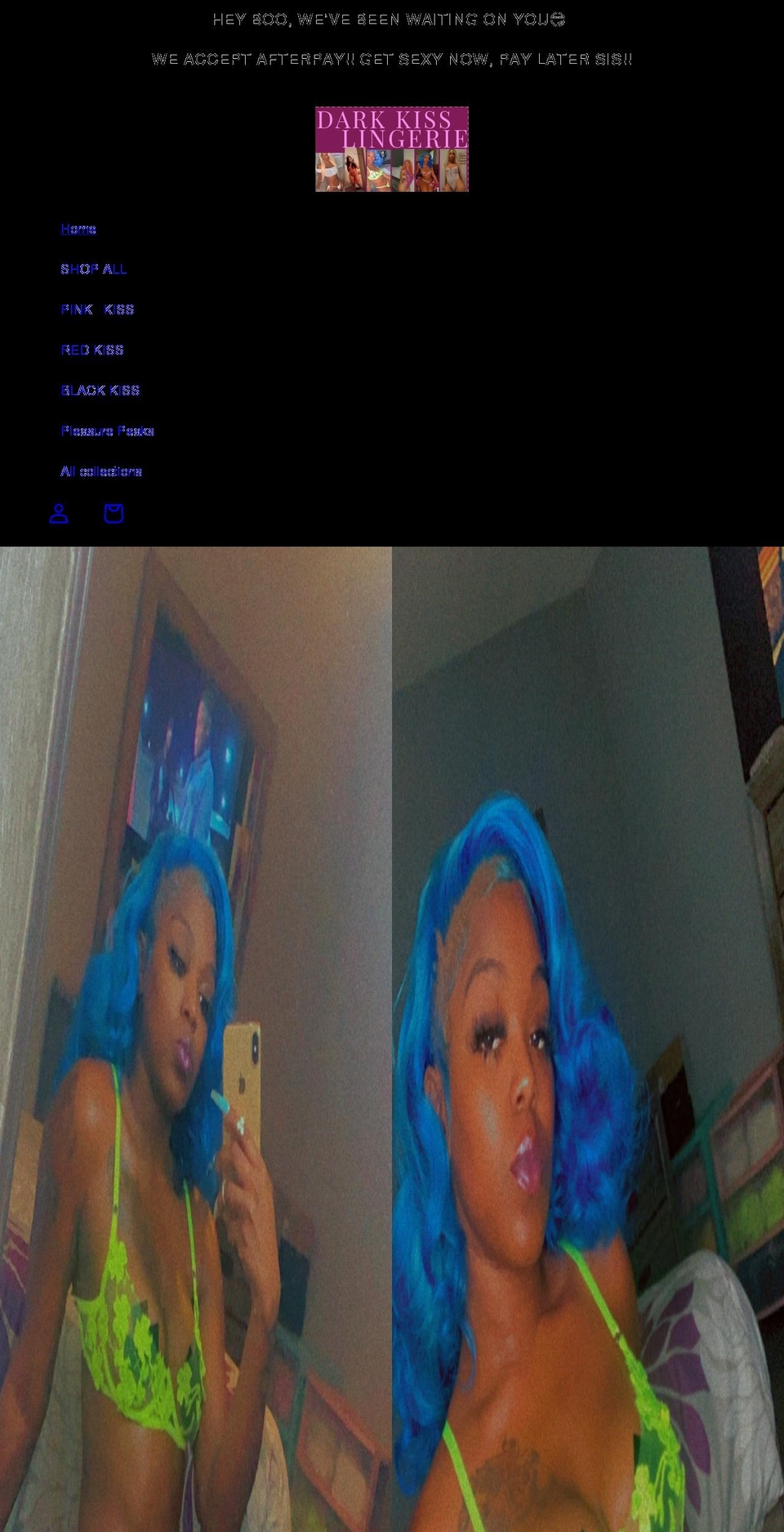 darkkisslingerie.com shopify website screenshot