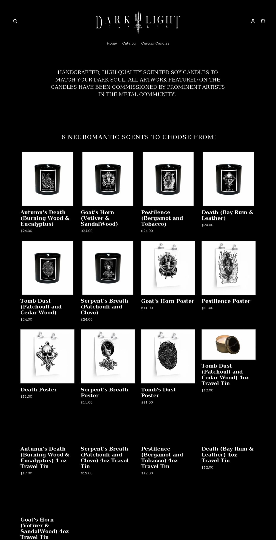 darklightcandles.com — Shopify storefront screenshot